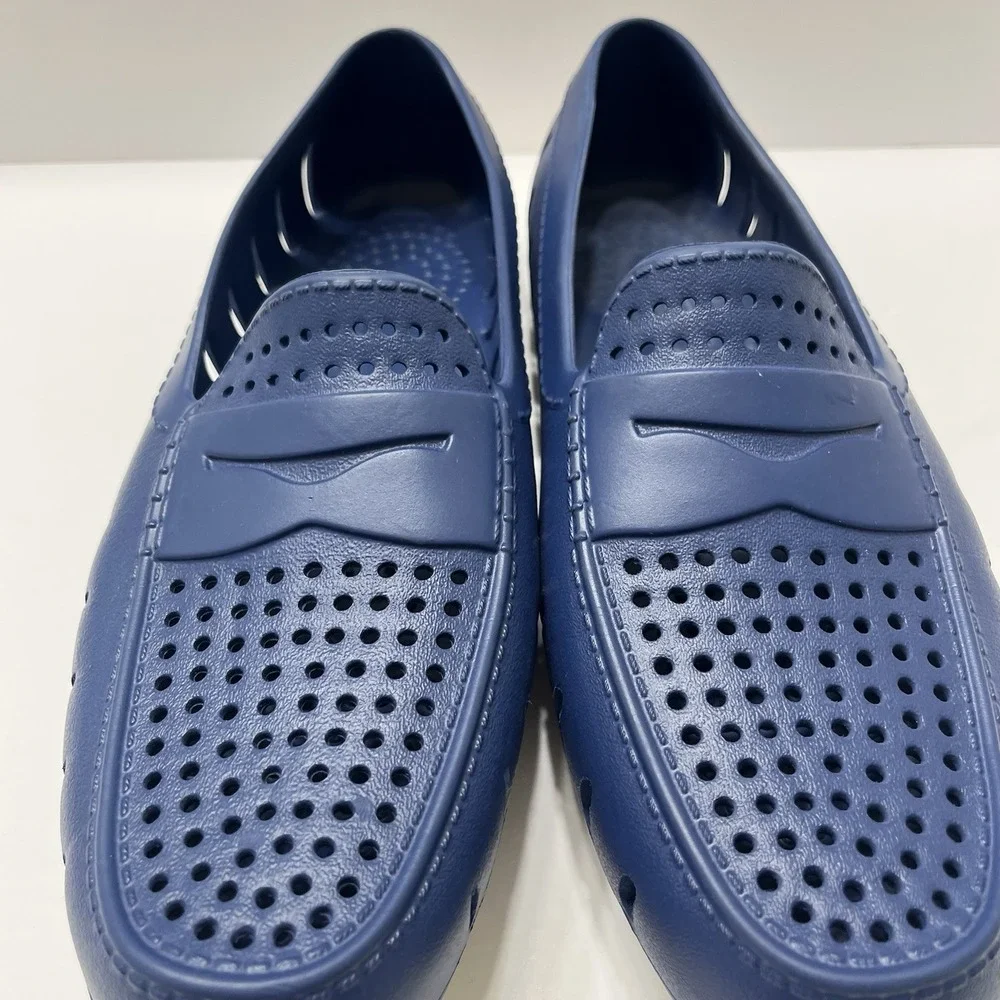 Floafers Men's Country Club Driver Loafer Navy Blue Perforated Foam Size 10